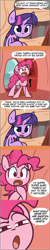 Size: 1288x6401 | Tagged: safe, artist:lilboulder, derpibooru import, pinkie pie, twilight sparkle, twilight sparkle (alicorn), alicorn, earth pony, pony, book, comic, duo, duo female, female, golden oaks library, mare, quill