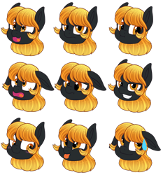 Size: 936x1005 | Tagged: safe, artist:breioom, derpibooru exclusive, derpibooru import, oc, oc only, oc:golden glory, emotes, expressions, simple background, sweat, sweatdrop, transparent background