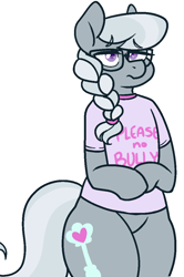 Size: 707x1062 | Tagged: safe, artist:/d/non, derpibooru import, silver spoon, pony, semi-anthro, 30 minute art challenge, clothes, cute, female, glasses, shirt, solo, standing