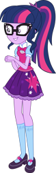 Size: 3000x9137 | Tagged: safe, artist:uponia, derpibooru import, sci-twi, twilight sparkle, equestria girls, movie magic, spoiler:eqg specials, absurd resolution, clothes, cute, female, glasses, mary janes, ponytail, shoes, simple background, skirt, smiling, socks, solo, transparent background, vector