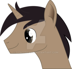 Size: 600x576 | Tagged: safe, artist:syncedsart, derpibooru import, oc, oc only, oc:midnight linguist, unicorn, bust, digital art, inkscape, male, portrait, simple background, solo, stallion, transparent background, vector, watermark