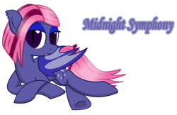 Size: 1130x733 | Tagged: safe, artist:prism note, derpibooru import, oc, oc only, oc:midnight symphony, bat pony, eyeshadow, looking at you, makeup, name, simple background, solo, transparent background