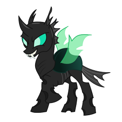 Size: 550x550 | Tagged: safe, artist:ashidaru, derpibooru import, changeling, fangs, simple background, solo, transparent background