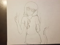 Size: 4032x3024 | Tagged: safe, artist:dj-black-n-white, derpibooru import, oc, oc only, oc:frankie, satyr, offspring, parent:cockatrice, sunglasses, traditional art