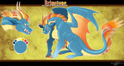 Size: 1583x845 | Tagged: safe, artist:bijutsuyoukai, derpibooru import, oc, oc only, oc:brimstone, dracony, dragon, hybrid, crack ship offspring, interspecies offspring, male, offspring, parent:garble, parent:rainbow dash, parents:garbledash, reference sheet, solo