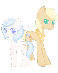 Size: 4000x5000 | Tagged: safe, artist:cupig, derpibooru import, oc, oc only, oc:beignet, oc:pippin, earth pony, pony, unicorn, absurd resolution, colored pupils, female, male, mare, neckerchief, offspring, parent:applejack, parent:caramel, parent:fancypants, parent:rarity, parents:carajack, parents:raripants, simple background, stallion, transparent background