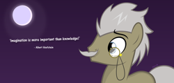 Size: 2250x1080 | Tagged: safe, artist:noah-x3, derpibooru import, pony, albert einstein, facial hair, male, monocle, moustache, night, ponified, solo, stallion