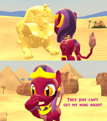 Size: 1920x2160 | Tagged: safe, artist:red4567, derpibooru import, sphinx (character), sphinx, 3d, desert, egypt, missing nose, nose, source filmmaker, statue, tangled up