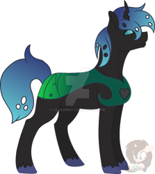 Size: 1024x1146 | Tagged: safe, artist:lilygarent, derpibooru import, oc, changepony, hybrid, interspecies offspring, offspring, parent:queen chrysalis, parent:shining armor, parents:shining chrysalis, simple background, solo, transparent background, watermark