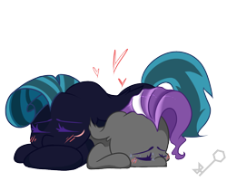 Size: 1000x800 | Tagged: safe, artist:key, derpibooru import, oc, oc only, oc:midnight chastise, oc:splash, bat pony, blushing, eye scar, scar, simple background, sleeping, transparent background, ych result