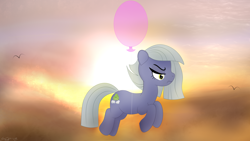 Size: 3840x2160 | Tagged: safe, artist:startledflowerpony, derpibooru import, limestone pie, pony, balloon, high res, solo, unamused