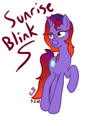 Size: 763x1046 | Tagged: safe, artist:erenerakhard, derpibooru exclusive, derpibooru import, oc, oc only, oc:sunrise blink, digital art, gradient mane, magical lesbian spawn, offspring, parent:sunset shimmer, parent:twilight sparkle, parents:sunsetsparkle, raised hoof, simple background, solo, transparent background