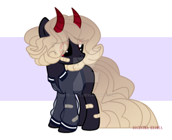 Size: 1024x834 | Tagged: safe, artist:cute---cat, derpibooru import, oc, earth pony, pony, bandaid, clothes, female, horns, mare, solo, sweater, watermark