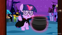 Size: 1920x1080 | Tagged: safe, artist:magpie-pony, derpibooru import, twilight sparkle, pony, unicorn, baby, baby pony, babylight sparkle, cauldron, clothes, cosplay, costume, cute, female, foal, glasses, harry potter, nightmare night, solo, twiabetes, youtube link