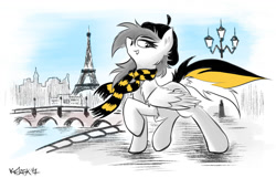 Size: 1280x822 | Tagged: safe, artist:kejifox, derpibooru import, oc, oc:kej, eiffel tower, french, paris, rule 63