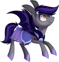 Size: 1196x1253 | Tagged: safe, artist:sararini, derpibooru import, oc, oc only, bat pony, pony, armor, bat pony oc, big ears, commission, female, hairpin, mare, night guard, simple background, smiling, solo, spread wings, transparent background, wings