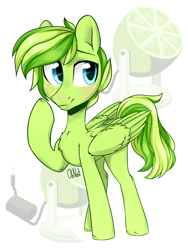 Size: 3013x4000 | Tagged: safe, artist:oh no, derpibooru import, oc, oc only, oc:lime zest, pegasus, pony, adorable face, big eyes, cute, male, solo, thinking