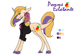 Size: 2338x1700 | Tagged: safe, artist:thebigearredbat, derpibooru import, oc, oc only, oc:pomme eclatante, darkverse, magical lesbian spawn, offspring, parent:applejack, parent:rarity, parents:rarijack, simple background, solo, transparent background