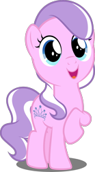 Size: 2467x4428 | Tagged: safe, artist:dashiesparkle, derpibooru import, edit, edited edit, editor:slayerbvc, diamond tiara, earth pony, pony, accessory-less edit, cropped, cute, diamondbetes, female, filly, missing accessory, raised hoof, simple background, solo, transparent background, vector, vector edit