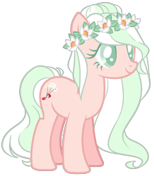 Size: 822x942 | Tagged: safe, artist:jadeyhooves, derpibooru import, oc, oc:margie bouquet, earth pony, pony, base used, female, floral head wreath, flower, mare, simple background, solo, transparent background