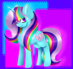 Size: 808x758 | Tagged: safe, artist:creadorachan, derpibooru import, oc, oc:gamer paws, pony, unicorn, female, mare, rainbow hair, solo