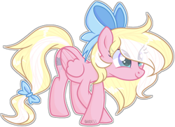 Size: 1024x746 | Tagged: safe, artist:madiess, derpibooru import, oc, oc only, oc:bay breeze, pegasus, pony, base used, bow, cute, female, hair bow, mare, simple background, smiling, tail bow, transparent background