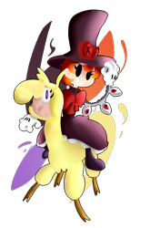 Size: 1980x2998 | Tagged: safe, artist:dairosa, artist:narmet, derpibooru import, paprika paca, alpaca, collaboration, them's fightin' herds, community related, hat, menace, peacock (skullgirls), simple background, skullgirls, top hat, transparent background