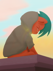 Size: 1771x2362 | Tagged: safe, artist:dazzleflashy, derpibooru import, oc, oc only, clothes, crying, depressed, hoodie, male, paint tool sai, photoshop, sad, solo, stallion