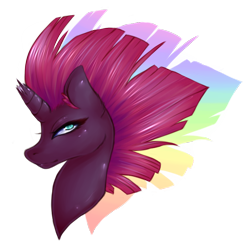 Size: 690x678 | Tagged: safe, artist:ooxkatiekatxoo, derpibooru import, tempest shadow, pony, my little pony: the movie, broken horn, bust, simple background, solo, transparent background