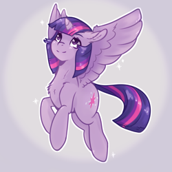 Size: 1024x1024 | Tagged: safe, artist:csox, derpibooru import, twilight sparkle, twilight sparkle (alicorn), alicorn, pony, chest fluff, cute, female, flying, mare, smiling, solo, twiabetes