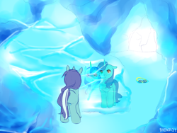 Size: 2000x1500 | Tagged: safe, artist:moxaji, derpibooru import, oc, oc only, oc:snowflake, oc:undertow, unicorn, fallout equestria, female, goggles, ice, mare, reflection