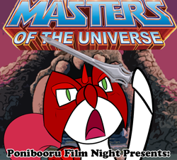 Size: 1000x900 | Tagged: safe, artist:daisyhead, derpibooru import, oc, oc only, oc:flicker, battle cat, masters of the universe, masters of the universe 1987 movie, ponibooru film night, the masters of the universe