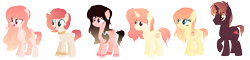 Size: 1912x458 | Tagged: safe, artist:venomns, derpibooru import, oc, oc only, oc:amber, oc:dusk, oc:solar, oc:soleil, pegasus, pony, unicorn, female, male, mare, simple background, stallion, transparent background