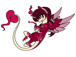 Size: 995x757 | Tagged: safe, artist:absolitedisaster08, derpibooru import, oc, oc:cupid, original species, pony, bow (weapon), female, fog foal, mare, simple background, solo, transparent background, wings