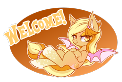 Size: 900x605 | Tagged: safe, artist:cabbage-arts, derpibooru import, oc, oc only, oc:honey cake, bat pony, bat pony oc, female, lidded eyes, mare, simple background, smiling, solo, transparent background