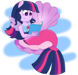 Size: 6913x6631 | Tagged: safe, artist:sugar-loop, derpibooru import, part of a set, sci-twi, twilight sparkle, mermaid, equestria girls, my little pony: the movie, absurd resolution, book, clothes, female, fin wings, loose hair, mermaid sci-twi, mermaid tail, mermaidized, reading, seaponified, seapony sci-twi, simple background, solo, species swap, transparent background