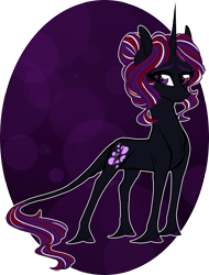 Size: 1519x2000 | Tagged: safe, artist:australian-senior, derpibooru import, oc, oc only, oc:belladonna atropa, classical unicorn, pony, unicorn, abstract background, colored hooves, female, hair bun, kirindos, leonine tail, mare, simple background, solo, transparent background, unshorn fetlocks