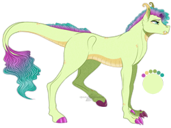 Size: 1636x1231 | Tagged: safe, artist:bijutsuyoukai, derpibooru import, oc, oc only, dracony, hybrid, colored claws, colored hooves, female, gradient mane, interspecies offspring, offspring, parent:sandbar, parent:smolder, parents:smolbar, reference sheet, simple background, solo, transparent background