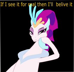 Size: 2104x2034 | Tagged: safe, artist:oceanrailroader, derpibooru import, queen novo, seapony (g4), my little pony: the movie, black background, image macro, meme, misspelling, simple background, solo