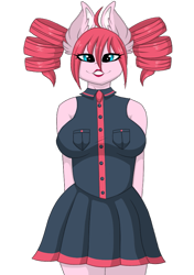 Size: 705x1000 | Tagged: safe, artist:melodytheartpony, derpibooru import, oc, anthro, earth pony, clothes, cosplay, costume, female, kasane teto, lipstick, simple background, transparent background, utauloid