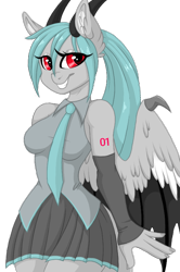 Size: 532x800 | Tagged: safe, artist:melodytheartpony, derpibooru import, oc, oc:melody silver, anthro, dracony, hybrid, clothes, commission, cosplay, costume, female, simple background, transparent background, vocaloid