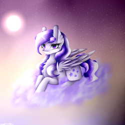 Size: 1000x1000 | Tagged: safe, artist:purediamond360, derpibooru import, oc, oc:starstorm slumber, pegasus, pony, cloud, night, prone, solo, stars