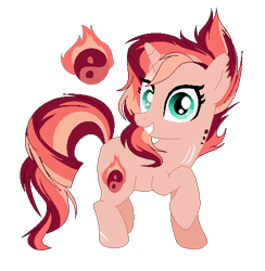 Size: 488x500 | Tagged: safe, artist:6-fingers-lover, derpibooru import, oc, oc:sun war, pony, unicorn, female, magical lesbian spawn, mare, offspring, parent:sunset shimmer, parent:tempest shadow, parents:tempestshimmer, simple background, solo, transparent background