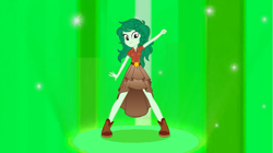 Size: 1917x1070 | Tagged: safe, artist:3d4d, artist:punzil504, derpibooru import, wallflower blush, better together, equestria girls, forgotten friendship, clothes, green, ponied up, pose, standing, super sentai stance