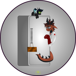 Size: 5000x5000 | Tagged: safe, artist:lakword, derpibooru import, oc, oc:dell, oc:flik, changeling, dragon, absurd resolution, guarding, playful, refrigerator, silly, simple background, small, sneaking, solo, transparent background