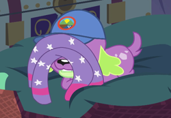 Size: 688x475 | Tagged: safe, derpibooru import, screencap, spike, spike the regular dog, dog, equestria girls, legend of everfree, cap, clothes, cropped, hat, male, socks