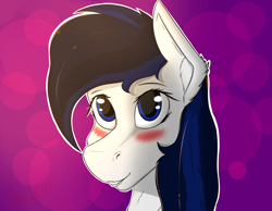 Size: 1800x1400 | Tagged: safe, artist:trast113, derpibooru import, oc, pony, art, bust, female, mare, portrait, shy, solo