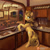 Size: 900x900 | Tagged: safe, artist:kirillk, derpibooru import, oc, oc only, earth pony, pony, commission, female, kitchen, looking at you, looking back, looking back at you, mare, night, patreon, patreon logo, restaurant, solo