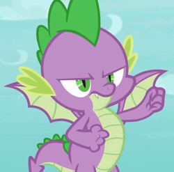 Size: 2048x2026 | Tagged: safe, derpibooru import, screencap, spike, dragon, molt down, cropped, not a leak, promo, solo, winged spike, wings