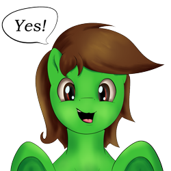 Size: 931x931 | Tagged: safe, artist:chrisgotjar, derpibooru import, oc, oc only, oc:chrisgotjar, ask, looking at you, open mouth, simple background, solo, speech bubble, text, transparent background, tumblr, underhoof, yes